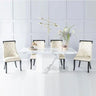 Turin White Marble Dining set - Modica Faux Leather Chairs