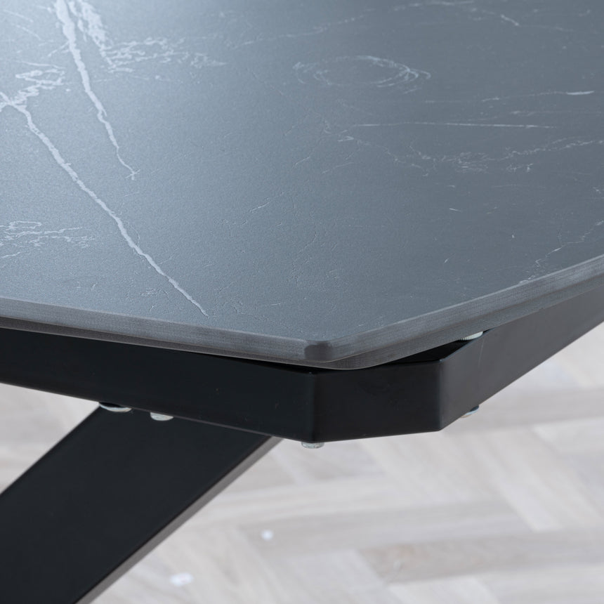 Comiso Black Ceramic Extending Dining Table with Black Cross Base - 140cm-200cm