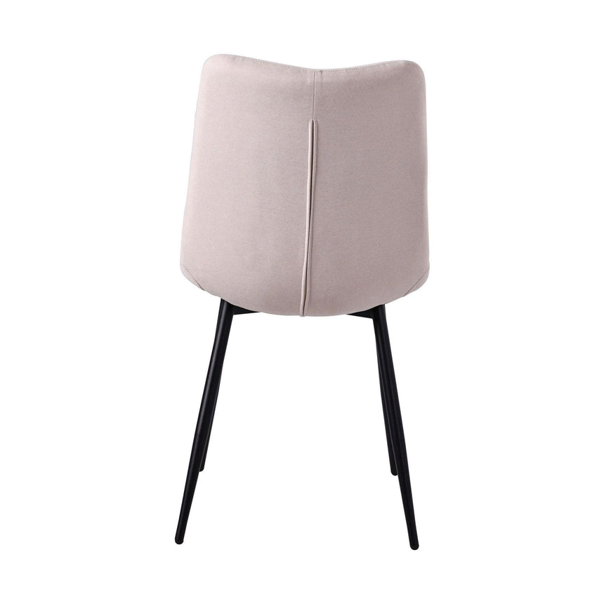 Set of 2 Bolzano Dining Chairs in Fabric and Black Metal Legs