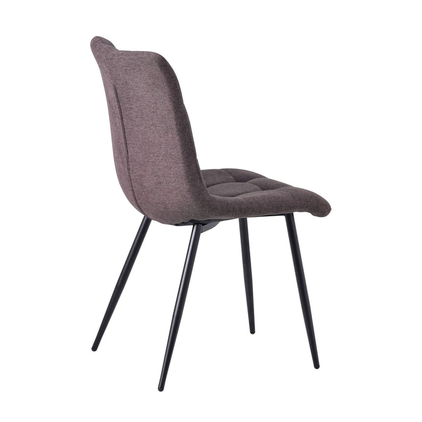 Set of 2 Bolzano Dining Chairs in Fabric and Black Metal Legs