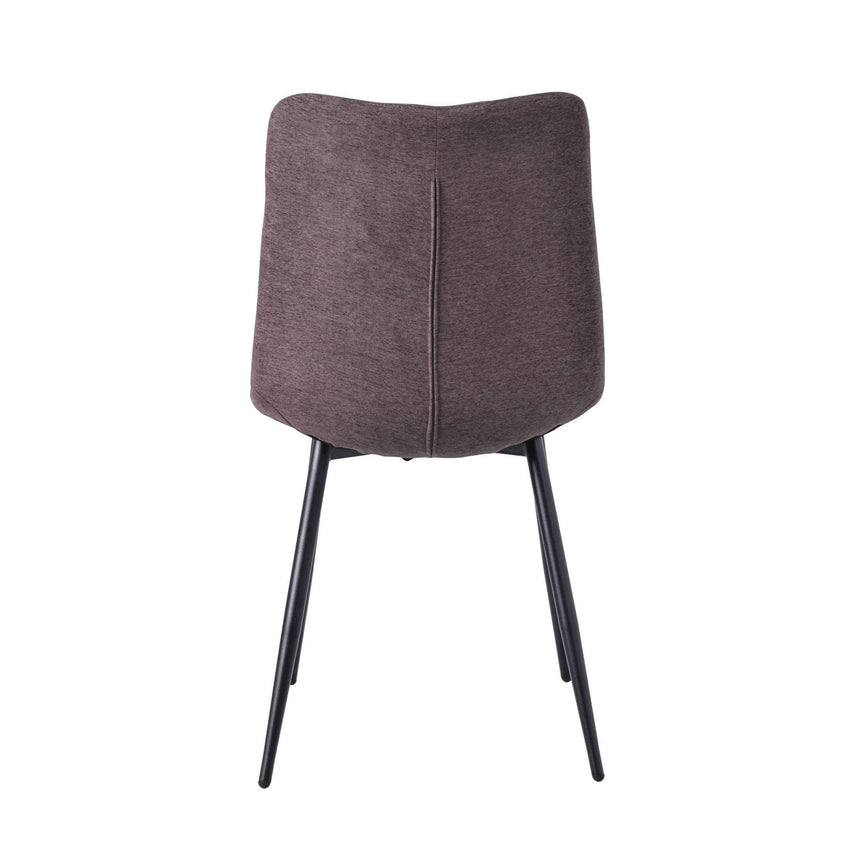 Set of 2 Bolzano Dining Chairs in Fabric and Black Metal Legs