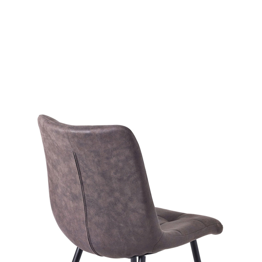 Set of 2 Bolzano Dining Chairs in Fabric and Black Metal Legs