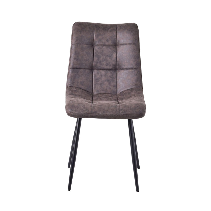 Set of 2 Bolzano Dining Chairs in Fabric and Black Metal Legs