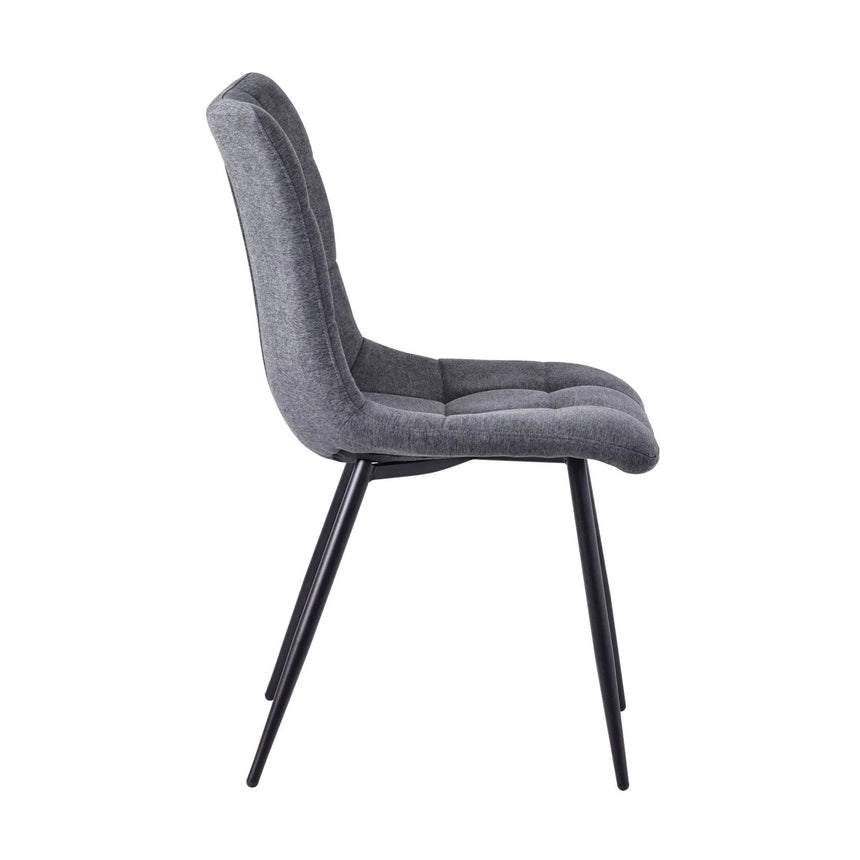 Set of 2 Bolzano Dining Chairs in Fabric and Black Metal Legs