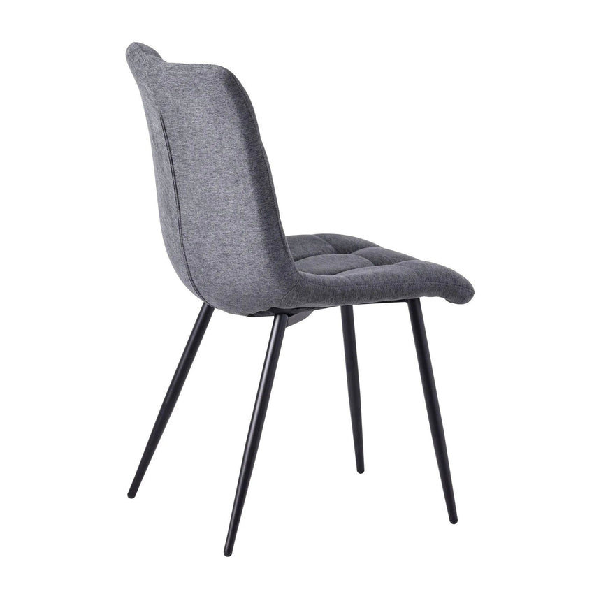 Set of 2 Bolzano Dining Chairs in Fabric and Black Metal Legs