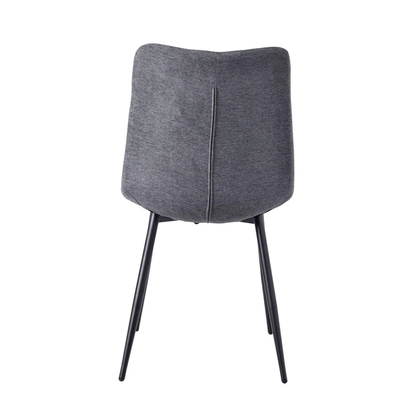 Set of 2 Bolzano Dining Chairs in Fabric and Black Metal Legs