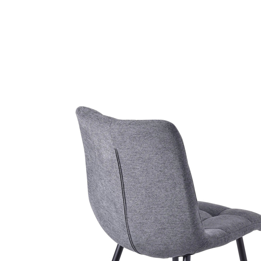 Set of 2 Bolzano Dining Chairs in Fabric and Black Metal Legs