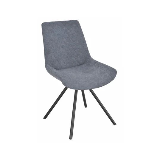 Set of 2 Messina Fabric Swivel Dining Chair with Black Legs