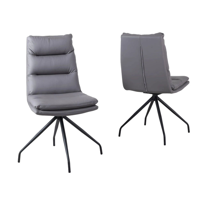 Set of 2 Tuscany  Leather Swivel Dining Chair with Black Legs