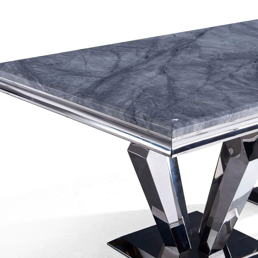 Arpino 6 Seater Grey Marble and Chrome Dining Table