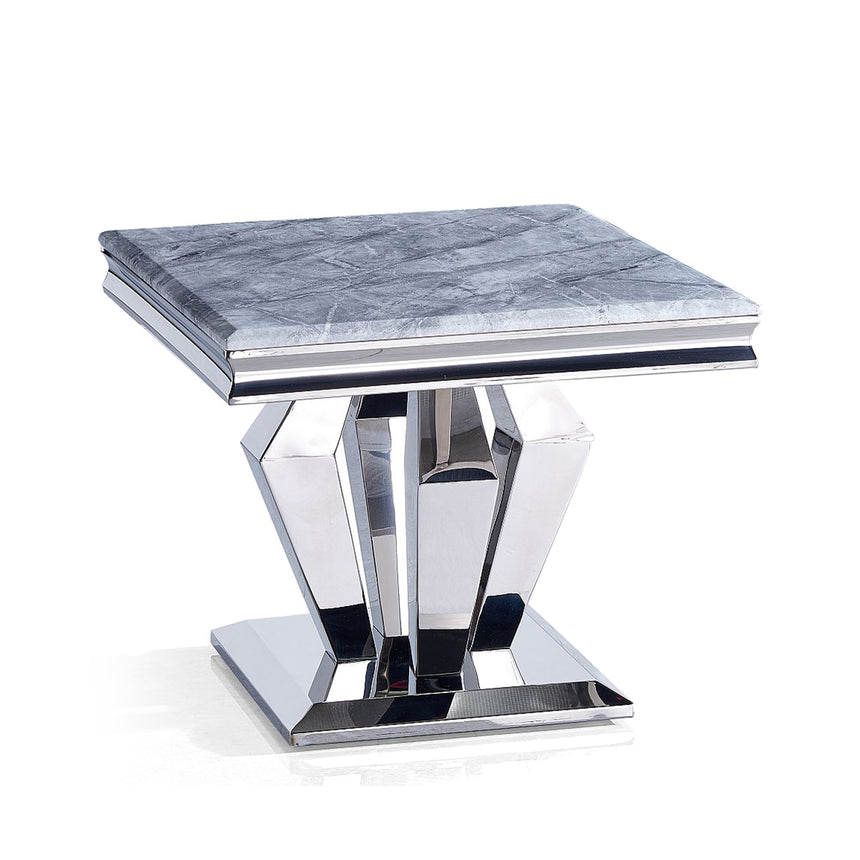 Arpino Grey Marble and Chrome Lamp Table