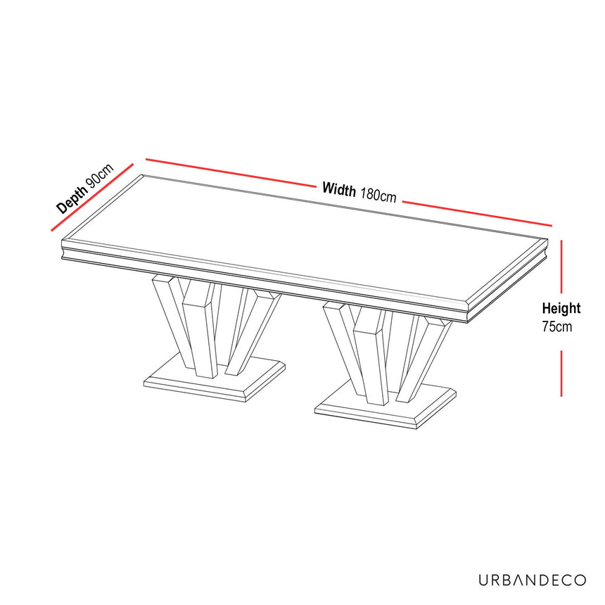 Arpino 6 Seater Grey Marble and Chrome Dining Table