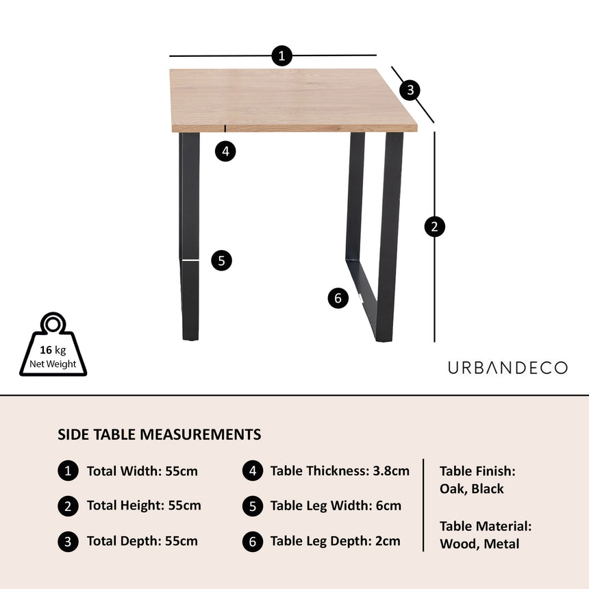 Latin Oak Effect Square Side Table