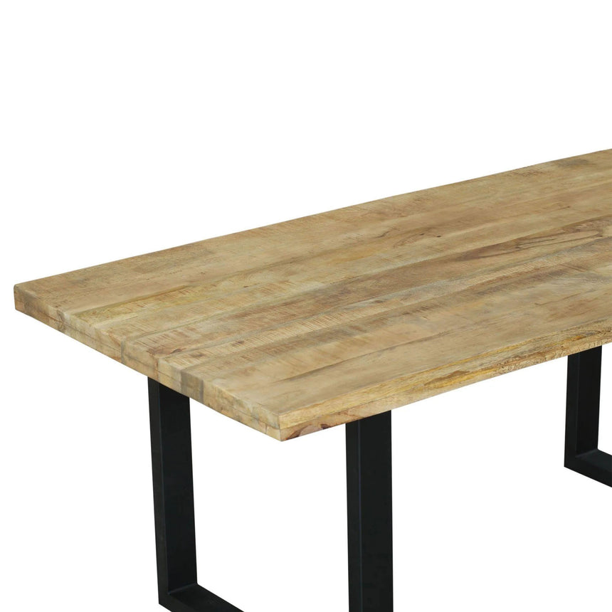 Marine 6 Seater Mango Wood Industrial Dining Table with Black U Legs