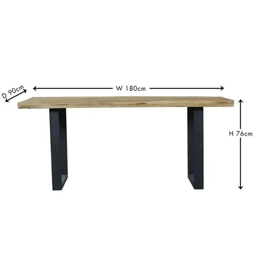 Marine 6 Seater Mango Wood Industrial Dining Table with Black U Legs