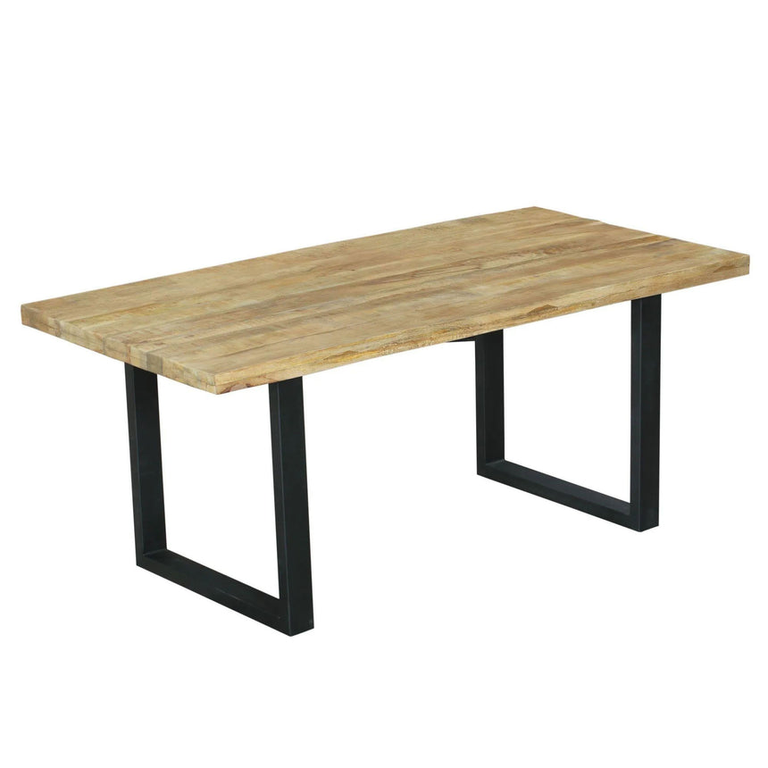 Marine 6 Seater Mango Wood Industrial Dining Table with Black U Legs