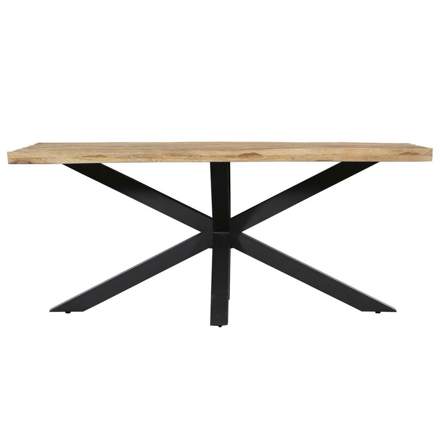 Marine 8 Seater Mango Wood Industrial Dining Table with Black Spider Legs