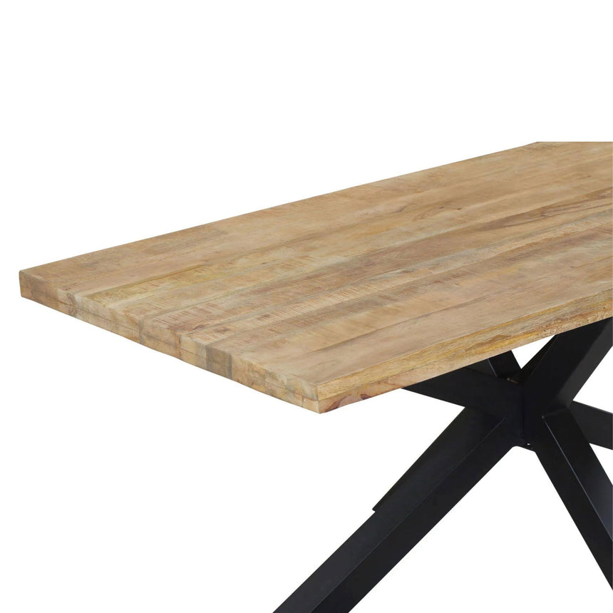 Marine 8 Seater Mango Wood Industrial Dining Table with Black Spider Legs