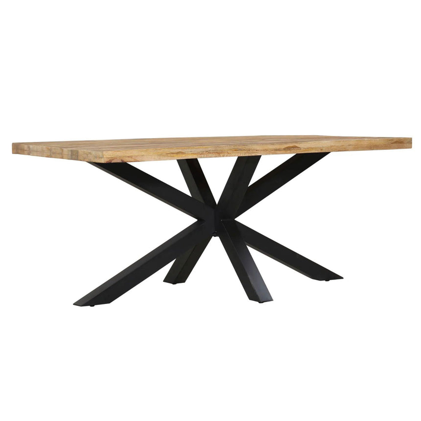 Marine 8 Seater Mango Wood Industrial Dining Table with Black Spider Legs