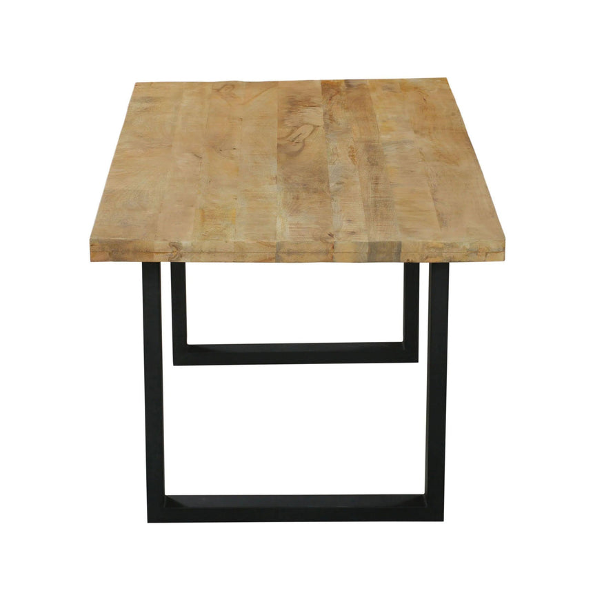 Marine 8 Seater Mango Wood Industrial Dining Table with Black U Legs