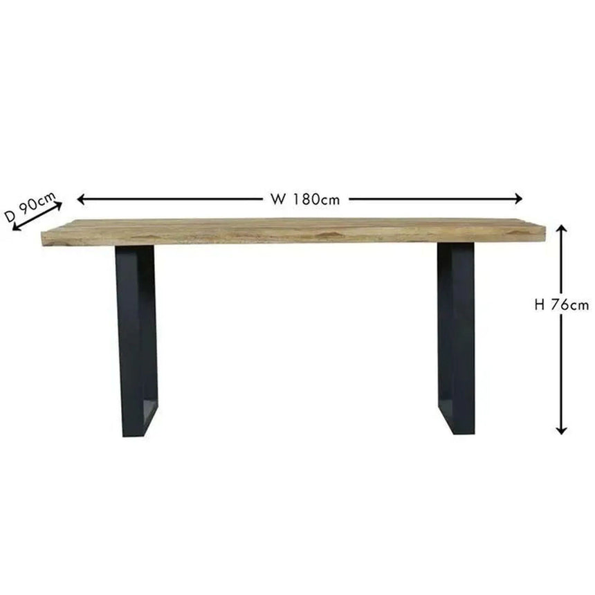 Marine 8 Seater Mango Wood Industrial Dining Table with Black U Legs