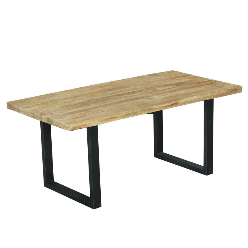 Marine 8 Seater Mango Wood Industrial Dining Table with Black U Legs