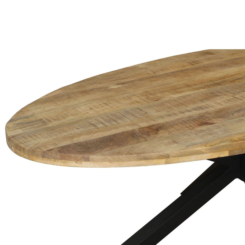 Marine 10 Seater Mango Wood Industrial Oval Dining Table with Black Spider Legs