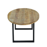 Marine 10 Seater Mango Wood Industrial Oval Dining Table with Black U Legs