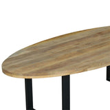 Marine 10 Seater Mango Wood Industrial Oval Dining Table with Black U Legs