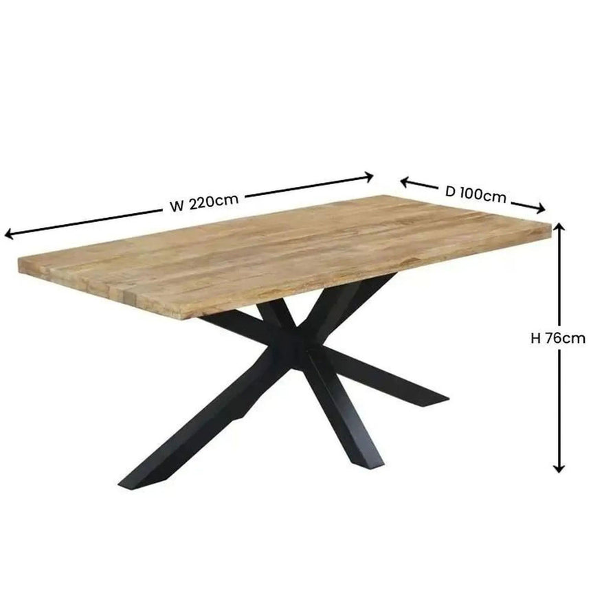 Marine 10 Seater Mango Wood Industrial Dining Table with Black Spider Legs