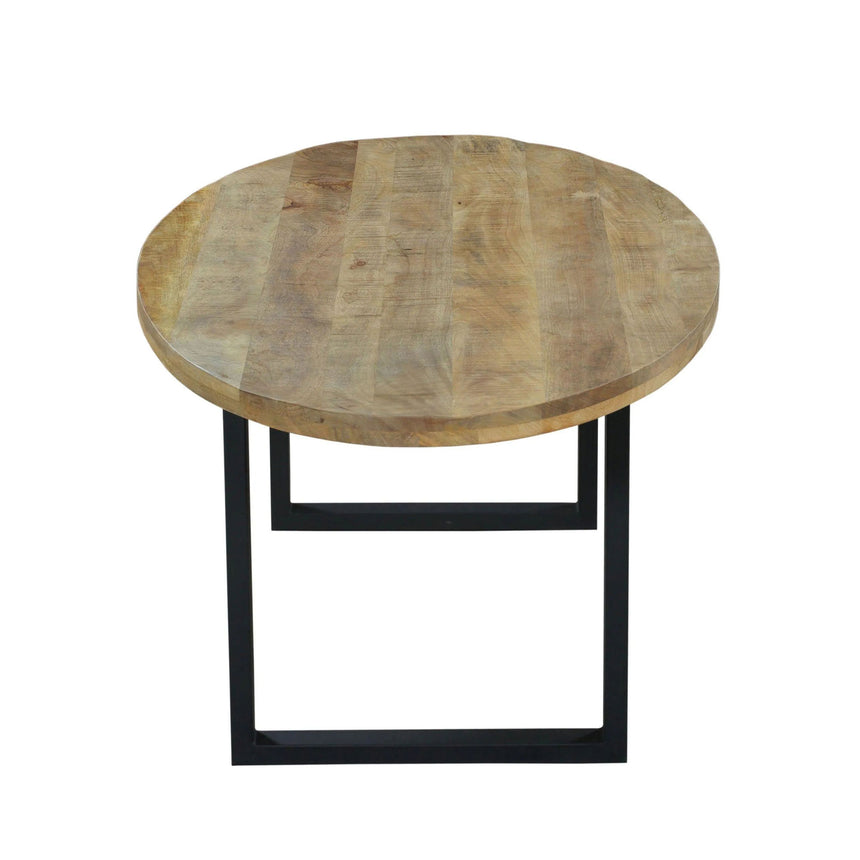 Marine 12 Seater Mango Wood Industrial Oval Dining Table with Black U Legs