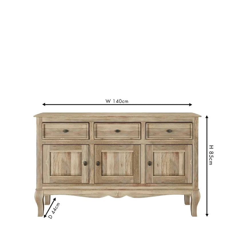 Rome French Style Grey Medium Sideboard - 3 Doors