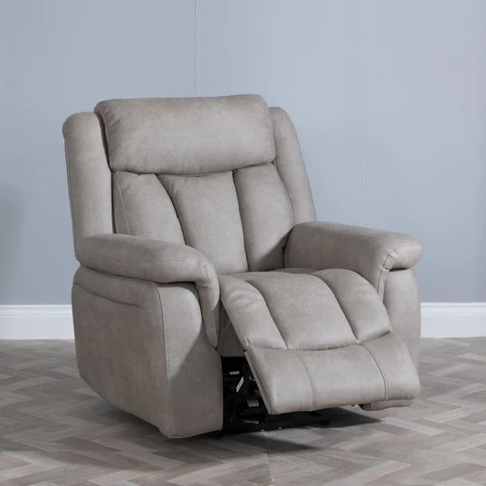 Castellan Grey Fabric Electric Recliner Armchair