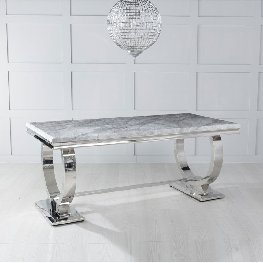 Sanremo 6 Seater Grey Marble and Chrome Dining Table