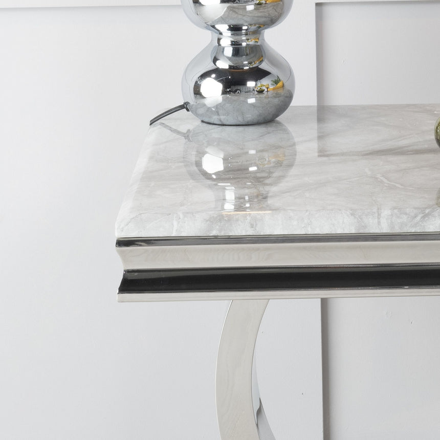 Sanremo Grey Marble and Chrome Side Table