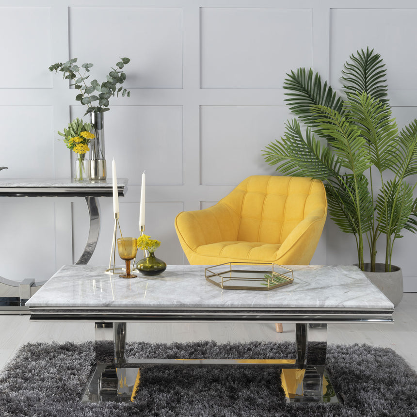 Sanremo Grey Marble and Chrome Coffee Table