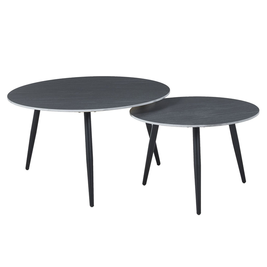 Sarzana Black Round Ceramic Coffee Table (Set of 2)