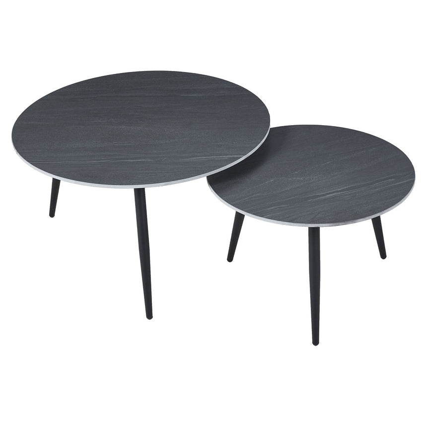 Sarzana Black Round Ceramic Coffee Table (Set of 2)