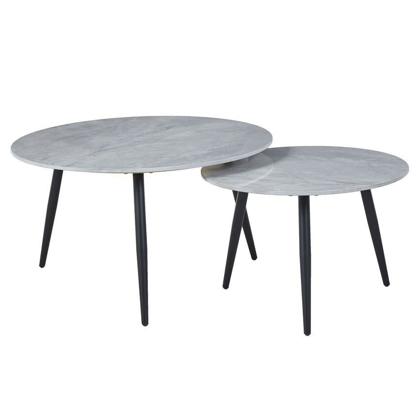 Sarzana Grey Round Ceramic Coffee Table (Set of 2)