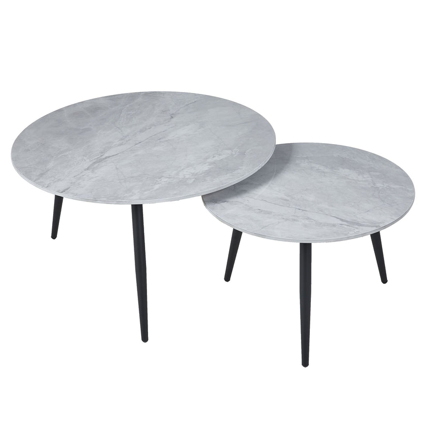 Sarzana Grey Round Ceramic Coffee Table (Set of 2)