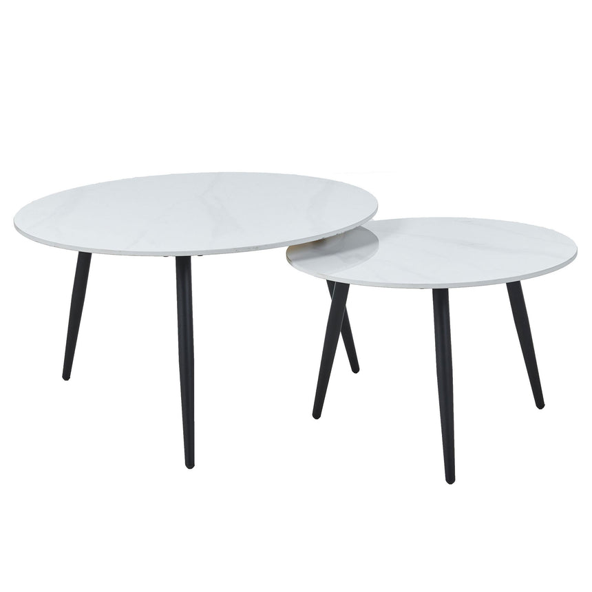 Sarzana White Round Ceramic Coffee Table (Set of 2)