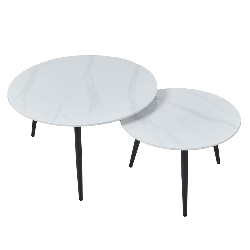 Sarzana White Round Ceramic Coffee Table (Set of 2)