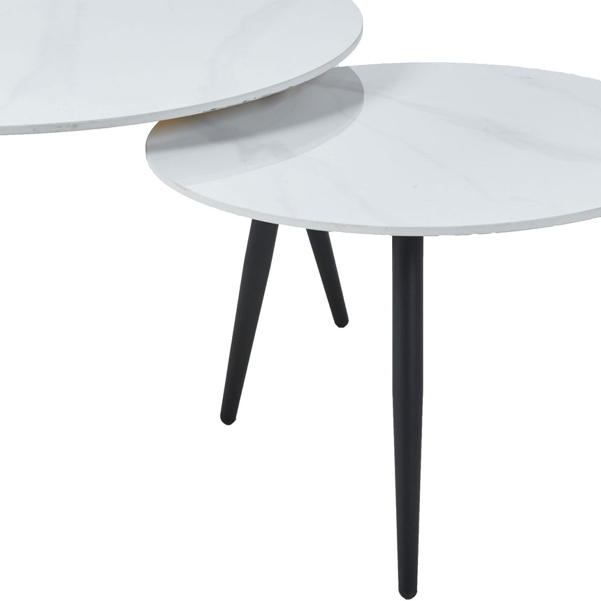 Sarzana White Round Ceramic Coffee Table (Set of 2)