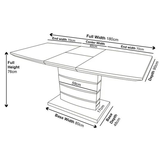 Gravina Gloss Extending Dining Table - 140cm - 180cm