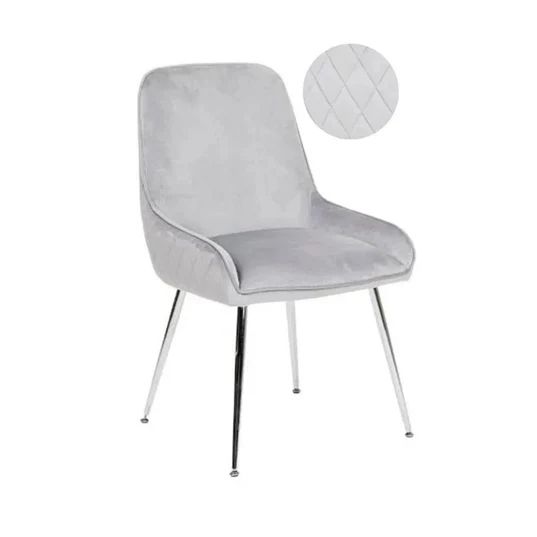 Set of 2 Todi Velvet Fabric Dining Chair with Stitched Back and Chrome Legs