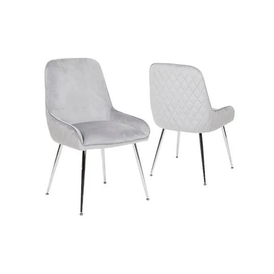 Set of 2 Todi Velvet Fabric Dining Chair with Stitched Back and Chrome Legs