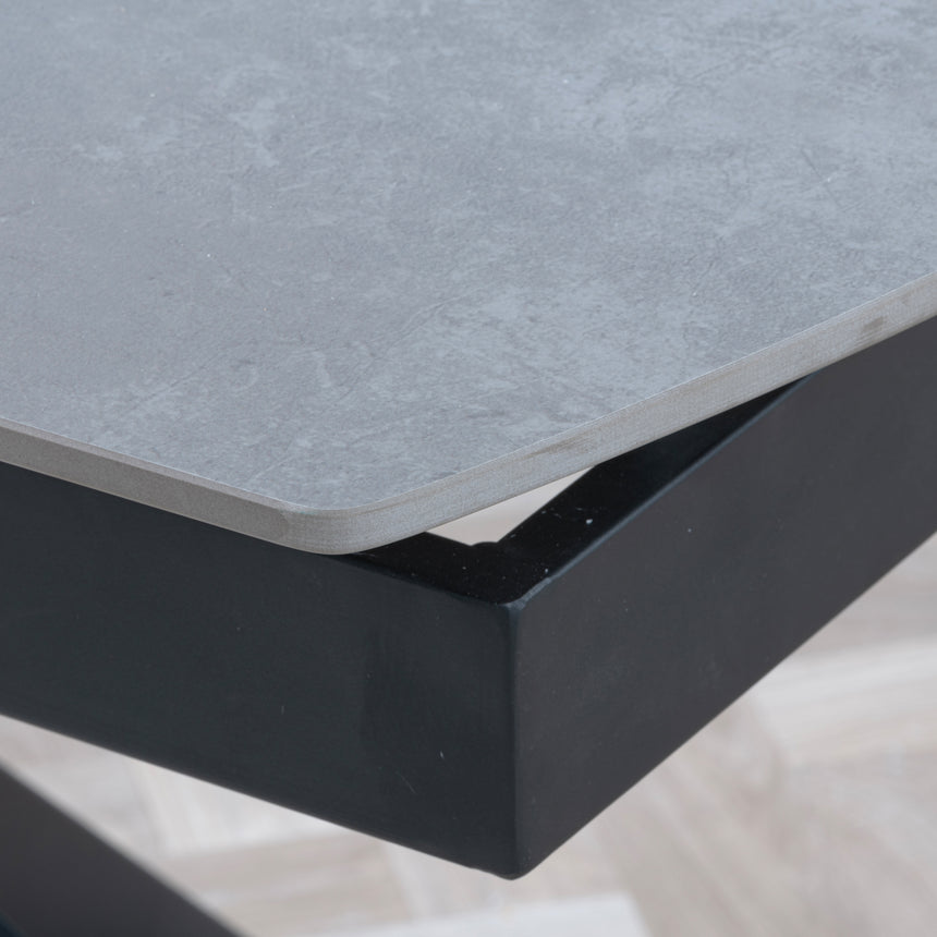 Licata Grey Ceramic Extending Dining Table with Black Star Base - 140cm-180cm