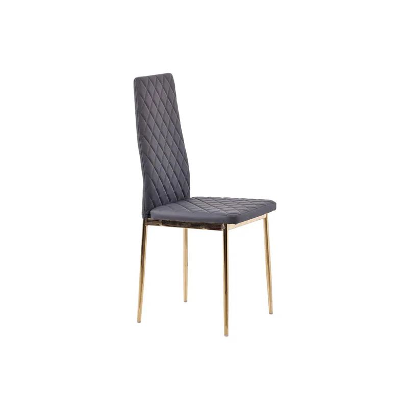 Set of 2 Novato Dining Chairs in Faux Leather and Gold Metal Legs