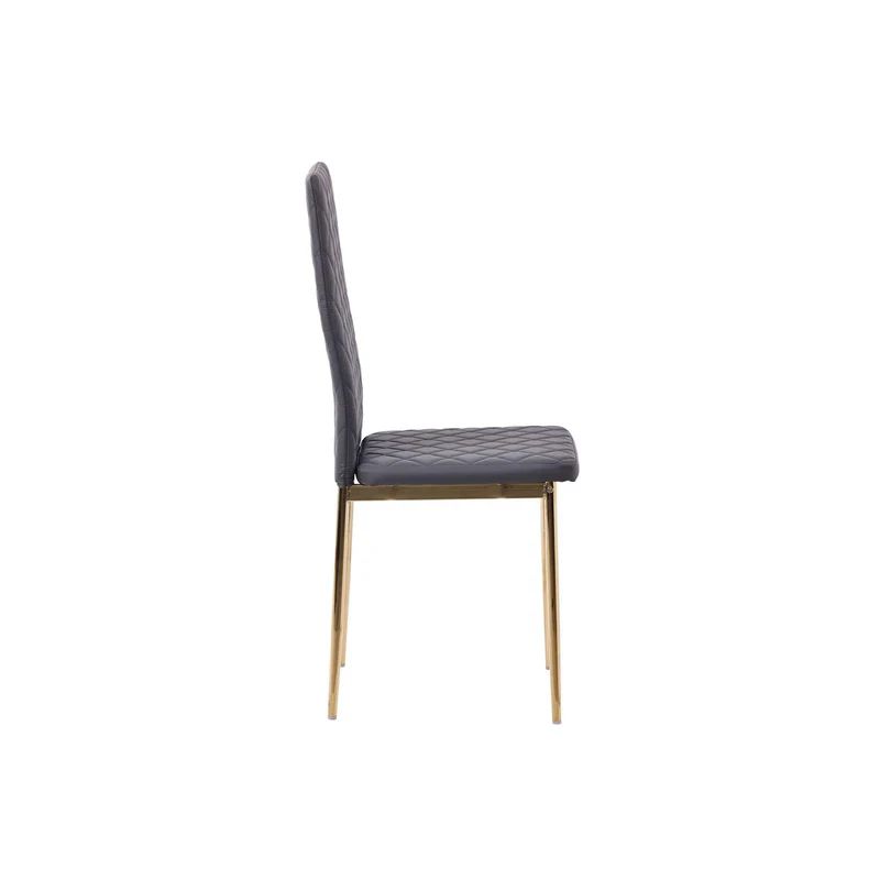 Set of 2 Novato Dining Chairs in Faux Leather and Gold Metal Legs