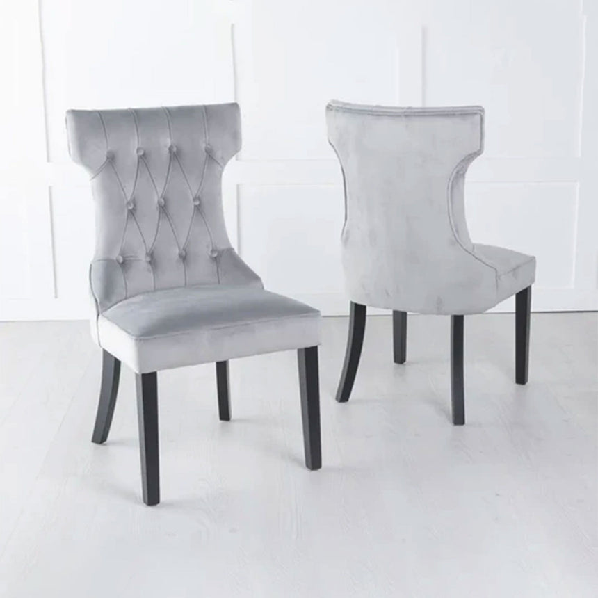 Set of 2 Brixen Velvet Fabric Dining Chair with Black Wooden Legs